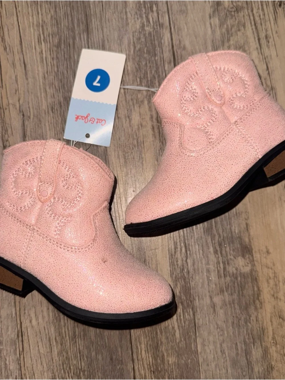 Cat & Jack Pink Glitter Toddlers' Cowboy Boots